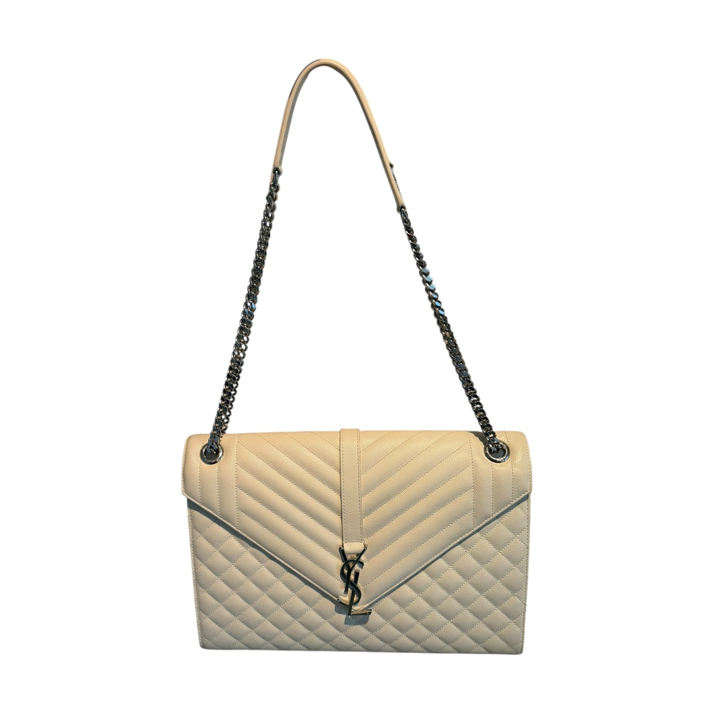 Saint Laurent White Large Envelope Flap Bag - 396910