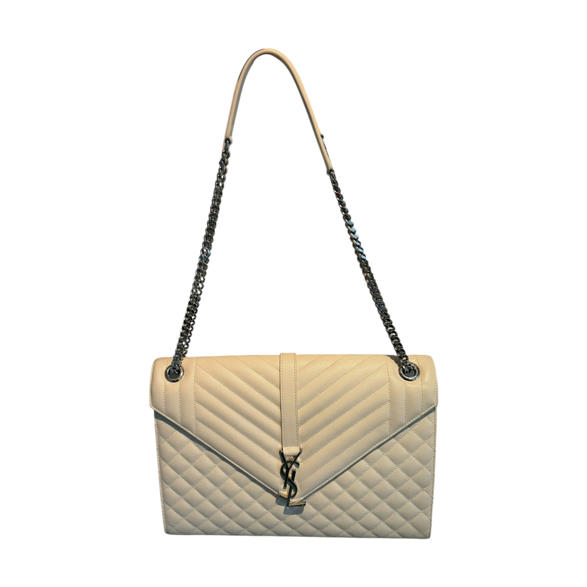 Saint Laurent White Large Envelope Flap Bag - 396910