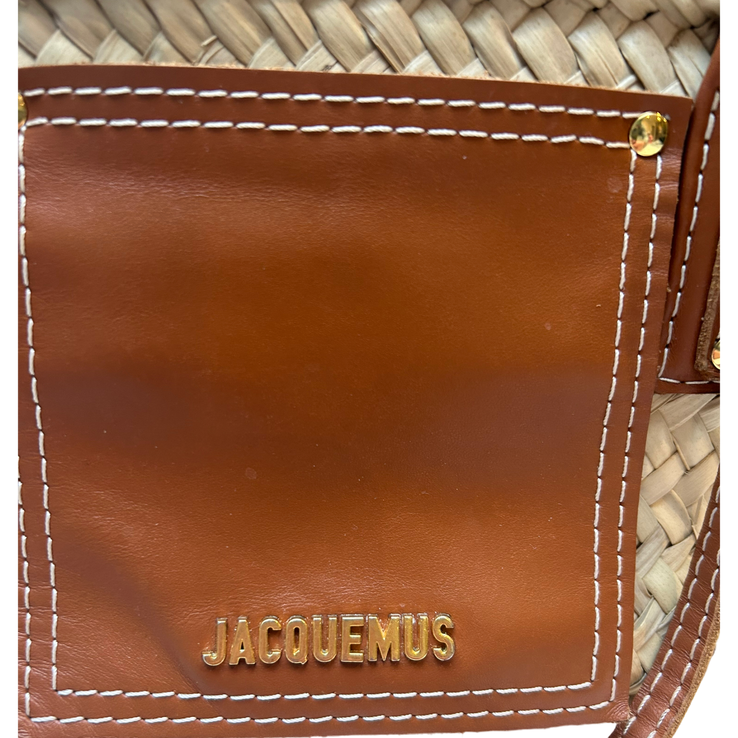 Jacquemus Le Petit Panier Soli Leather-Trimmed Raffia Tote