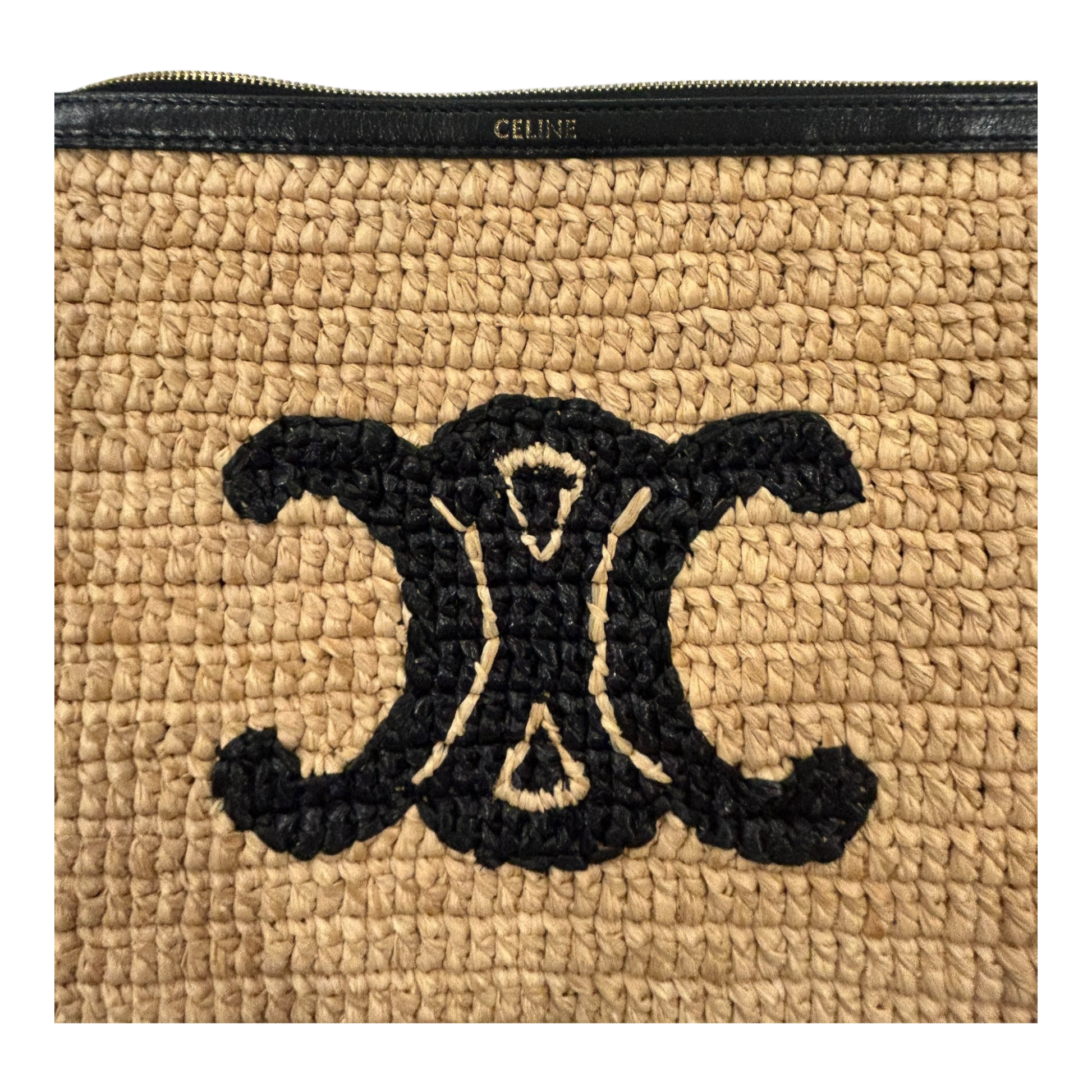 Celine Triomphe Raffia Pouch / Clutch