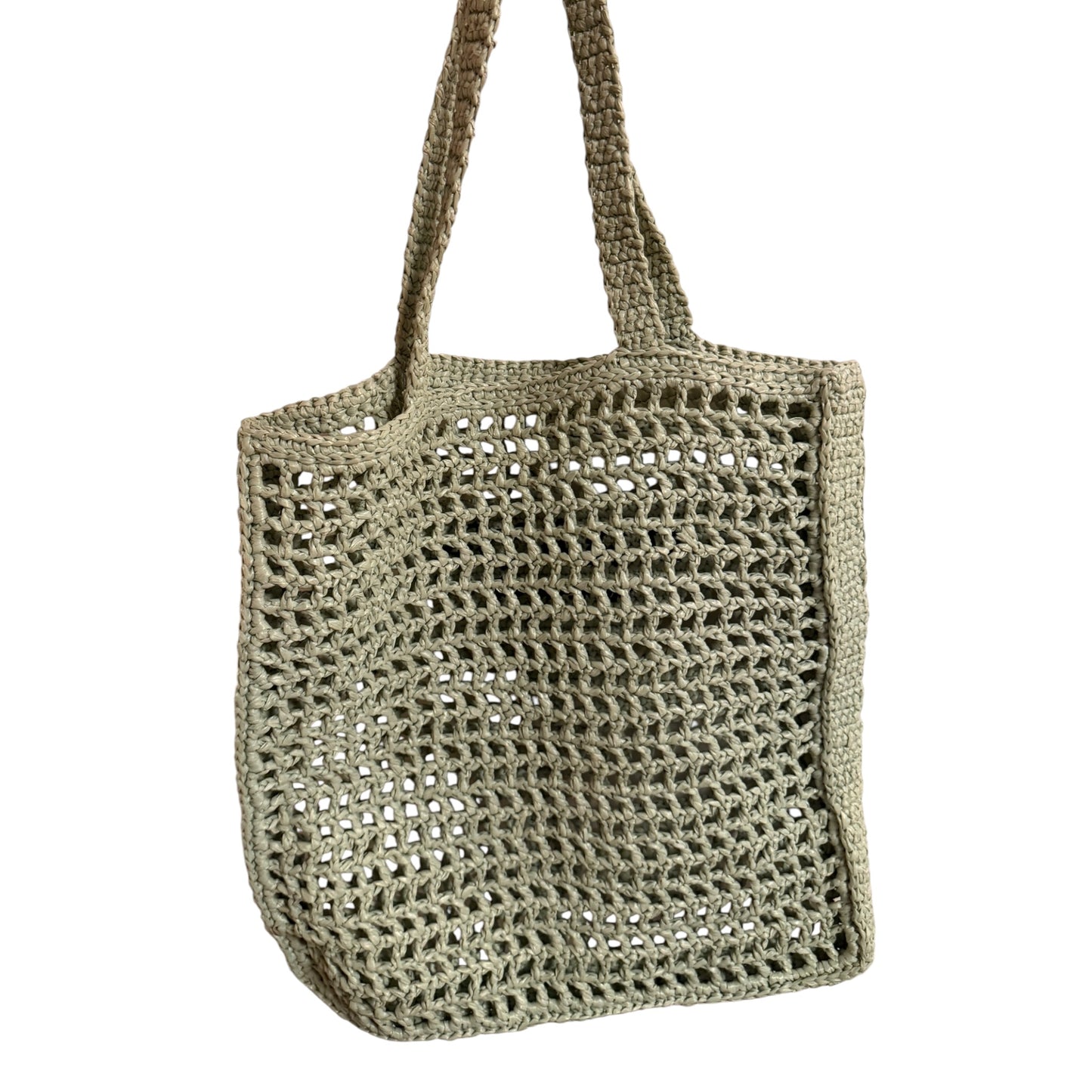 Prada Light Green Crochet Tote Bag
