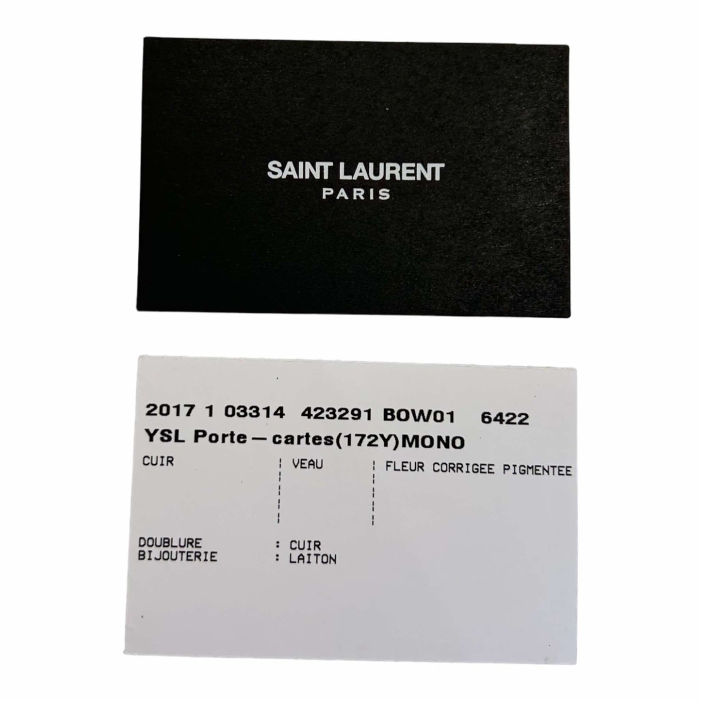 Authenticity Card Ysl Gift Card Pre-Loved Saint Laurent Card