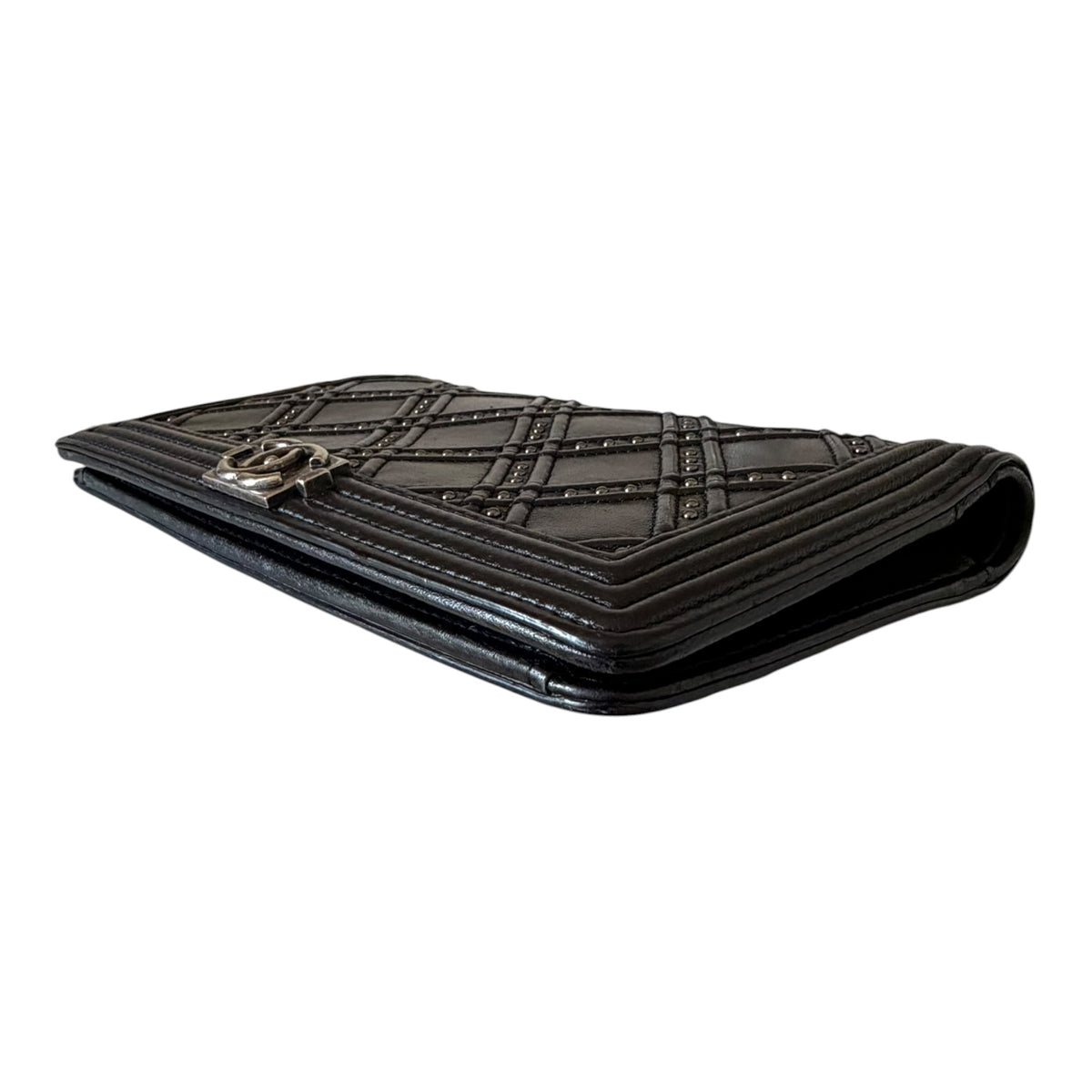 Chanel Black Paris Dallas Studded Clutch / Long Wallet