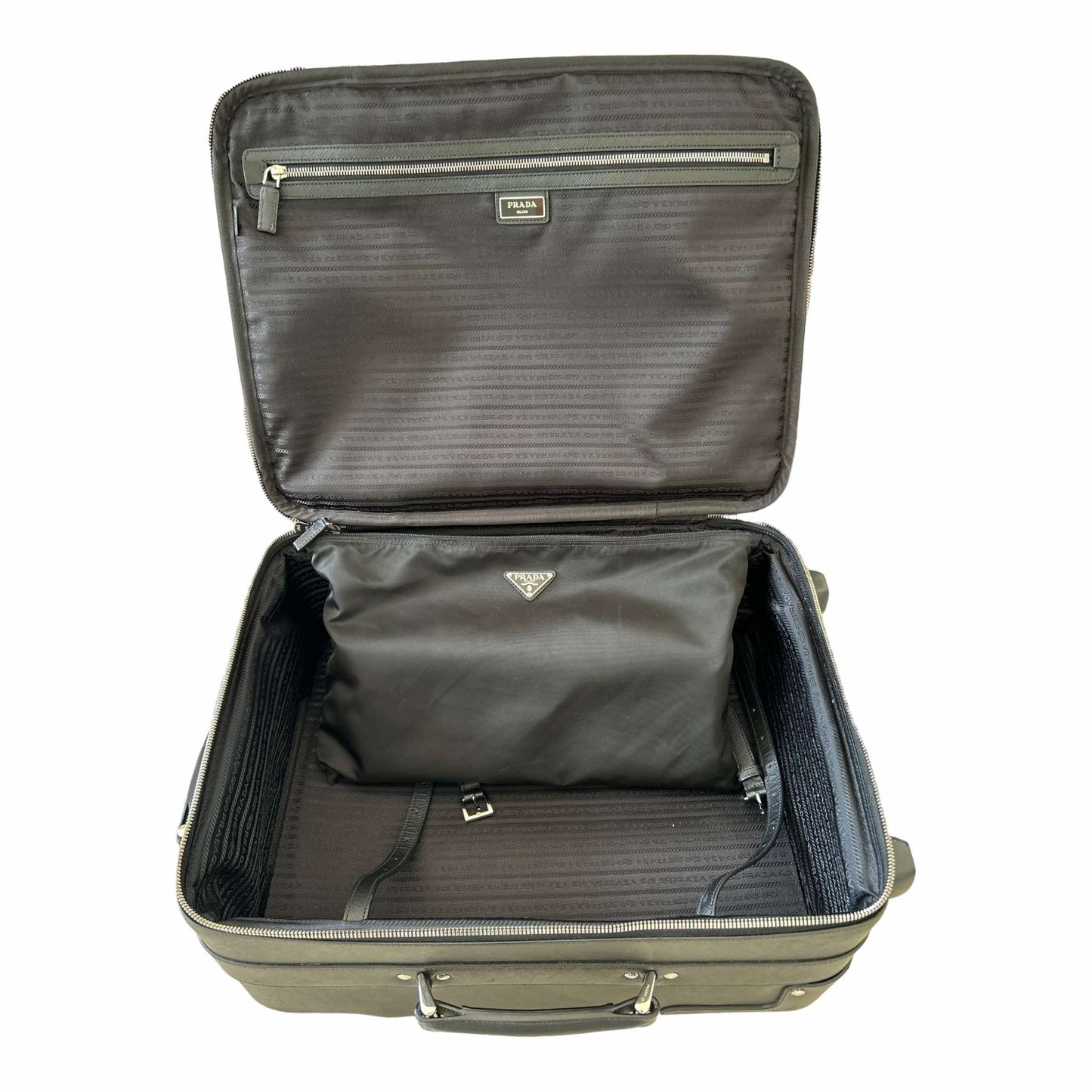 Prada Saffiano Leather Rolling Carry-On Suitcase