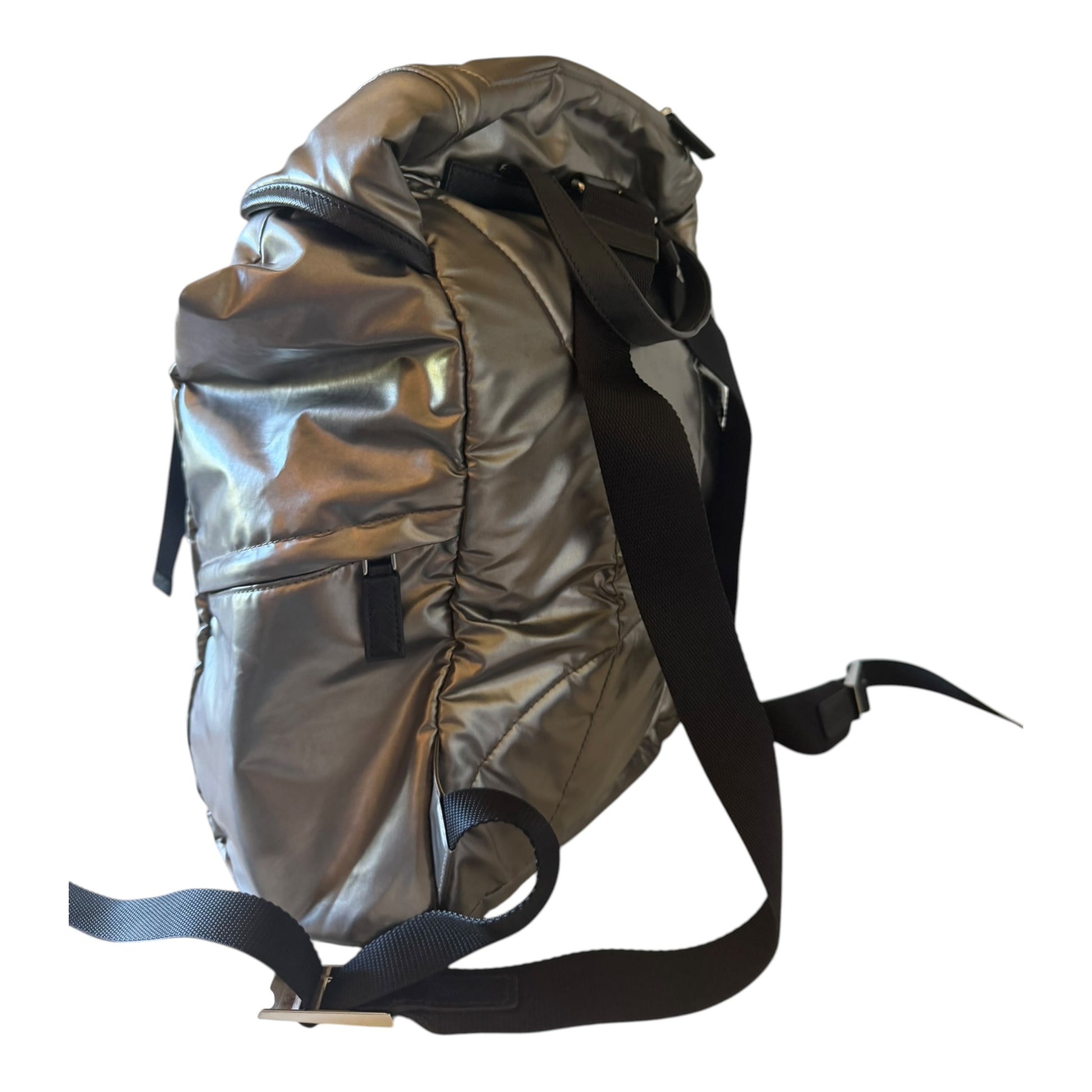 Prada Silver Tessuto Metal Backpack - 1BZ039