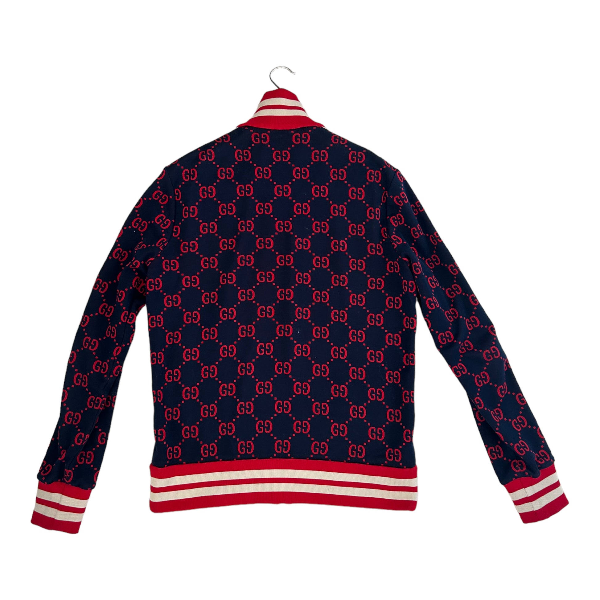 Gucci Navy & Red GG Monogram Jacquard Track Jacket