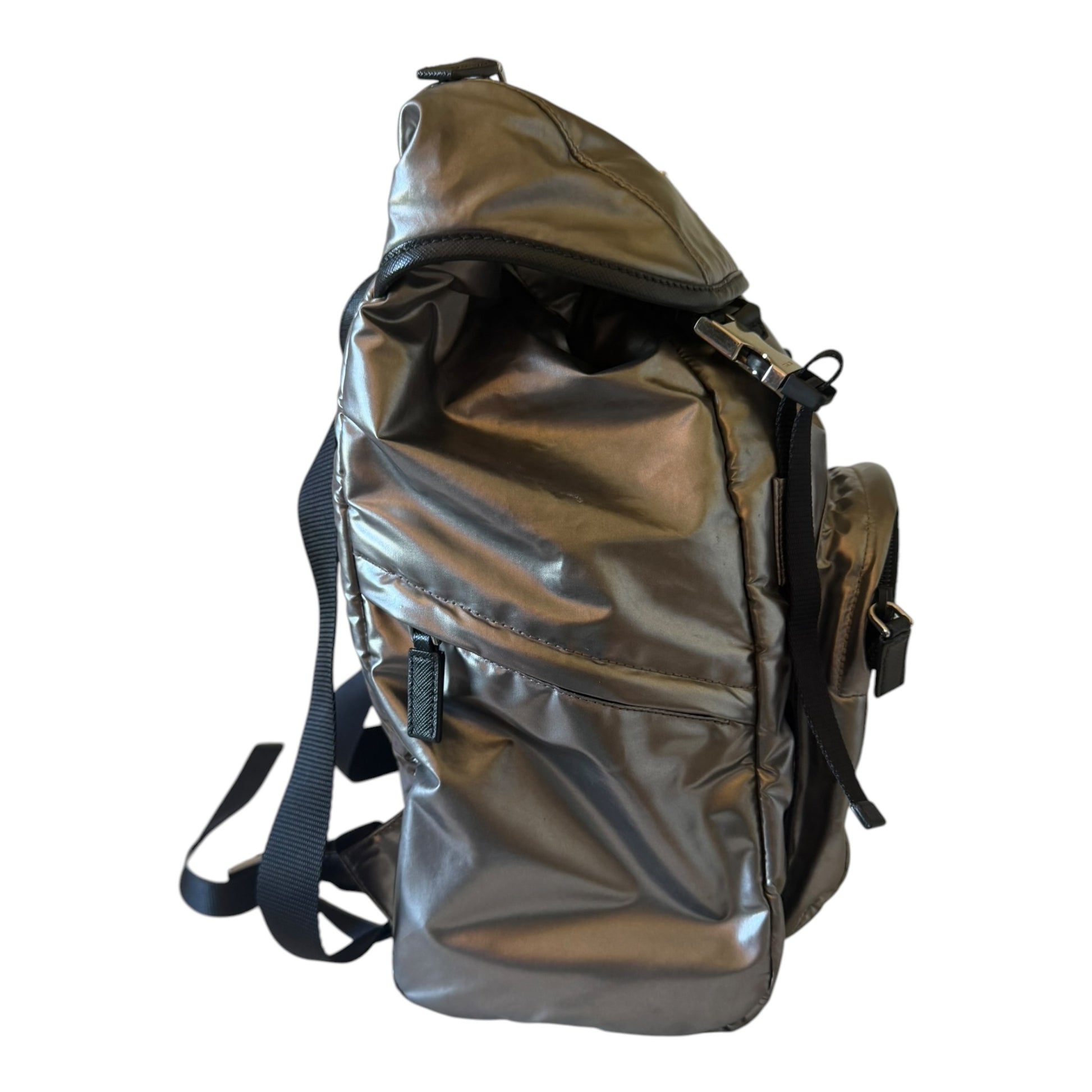 Prada Silver Tessuto Metal Backpack - 1BZ039