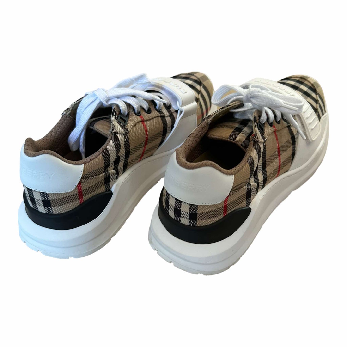 Burberry Check & Leather Sneakers - 40EU