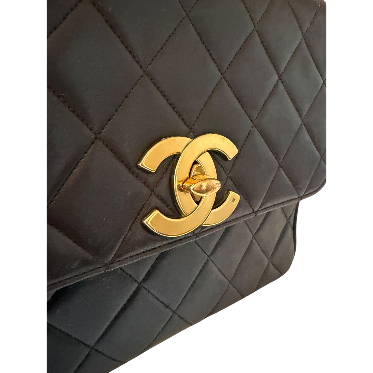 Chanel Vintage Black Quilted CC Square Flap