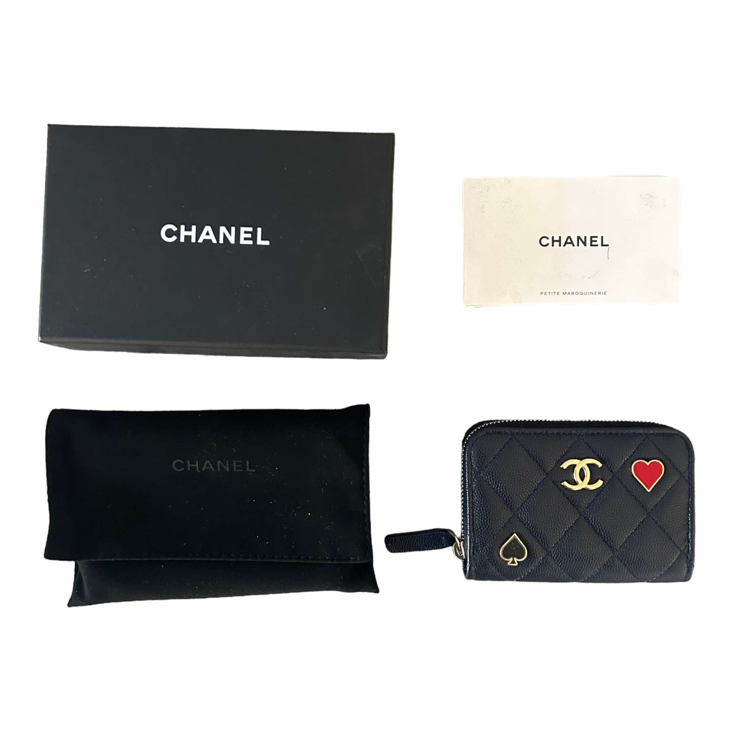 Chanel Heart & Spade Caviar Leather Zip Purse