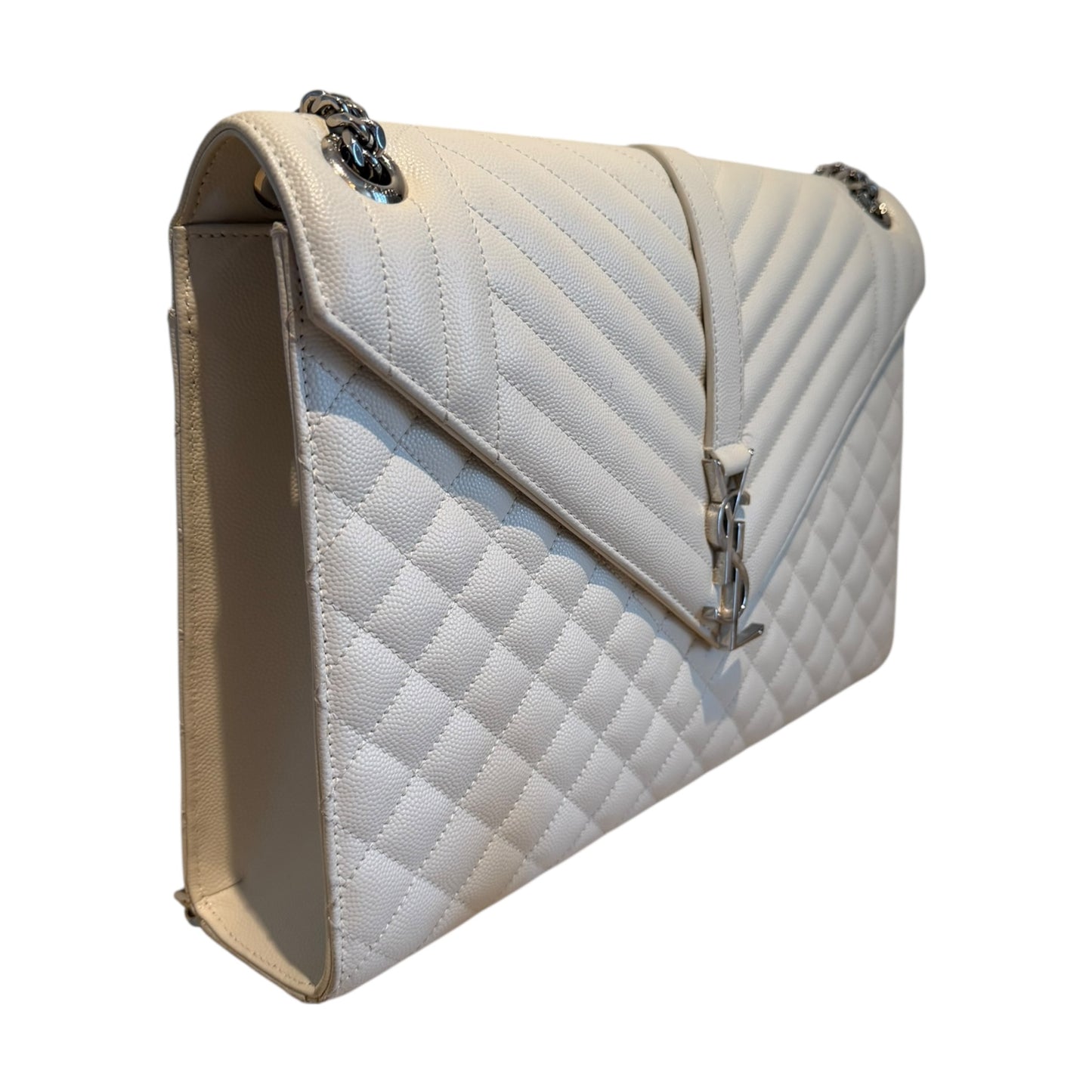 Saint Laurent White Large Envelope Flap Bag - 396910