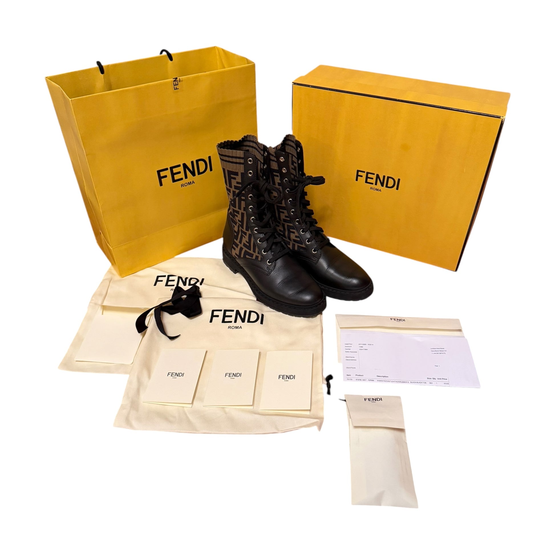 Fendi FF Rockoko Monogram Boots - 38.5 EU
