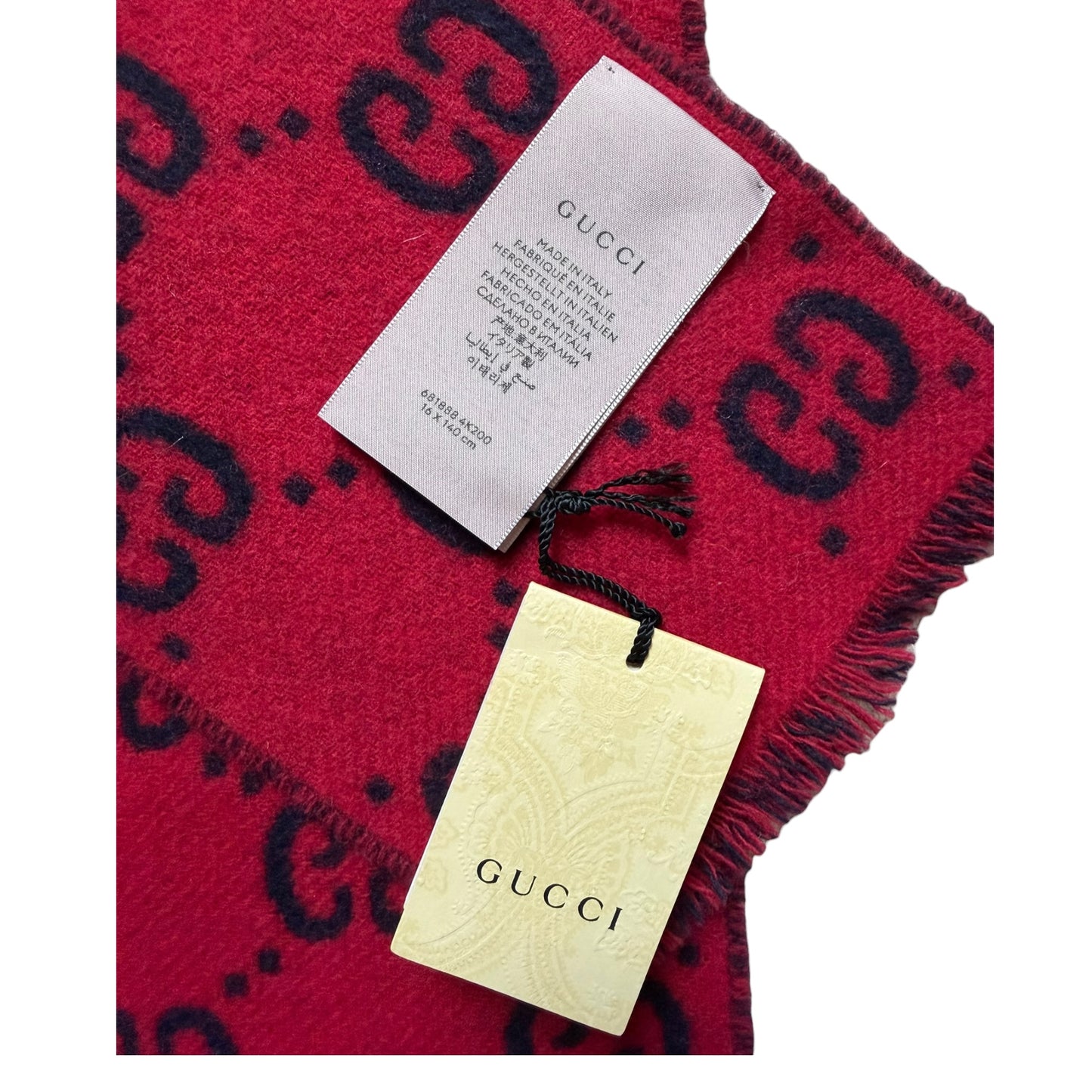 Gucci Red & Blue Monogram Scarf