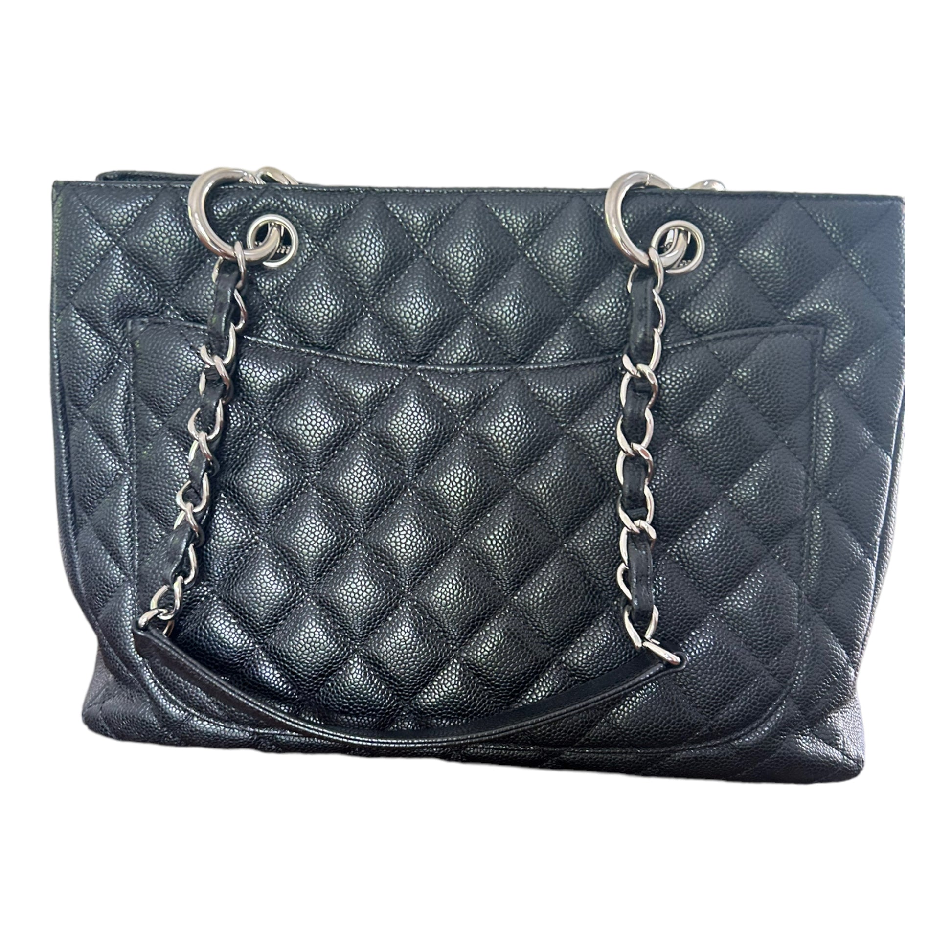 Chanel Black Quilted Caviar Timeless Grand Shopping Tote