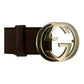 Gucci Brown Leather GG Belt - (90/36) - 370543