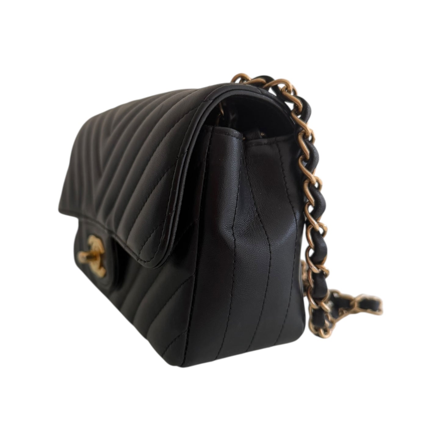 Chanel Chevron Single Flap Mini Leather Shoulder Bag