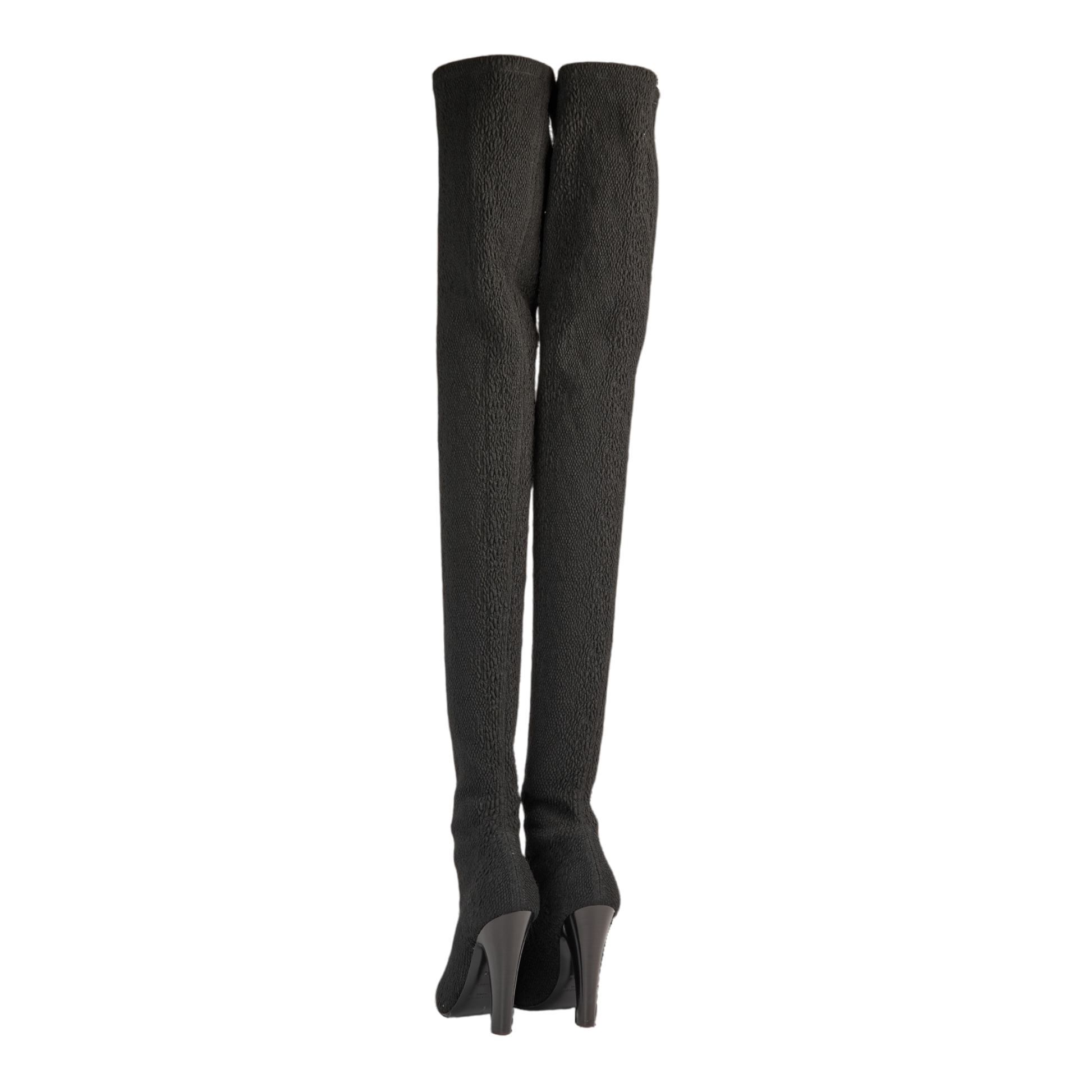 Saint Laurent Black Koller Cloque Fabric Over The Knee Boots 40EU / 7UK