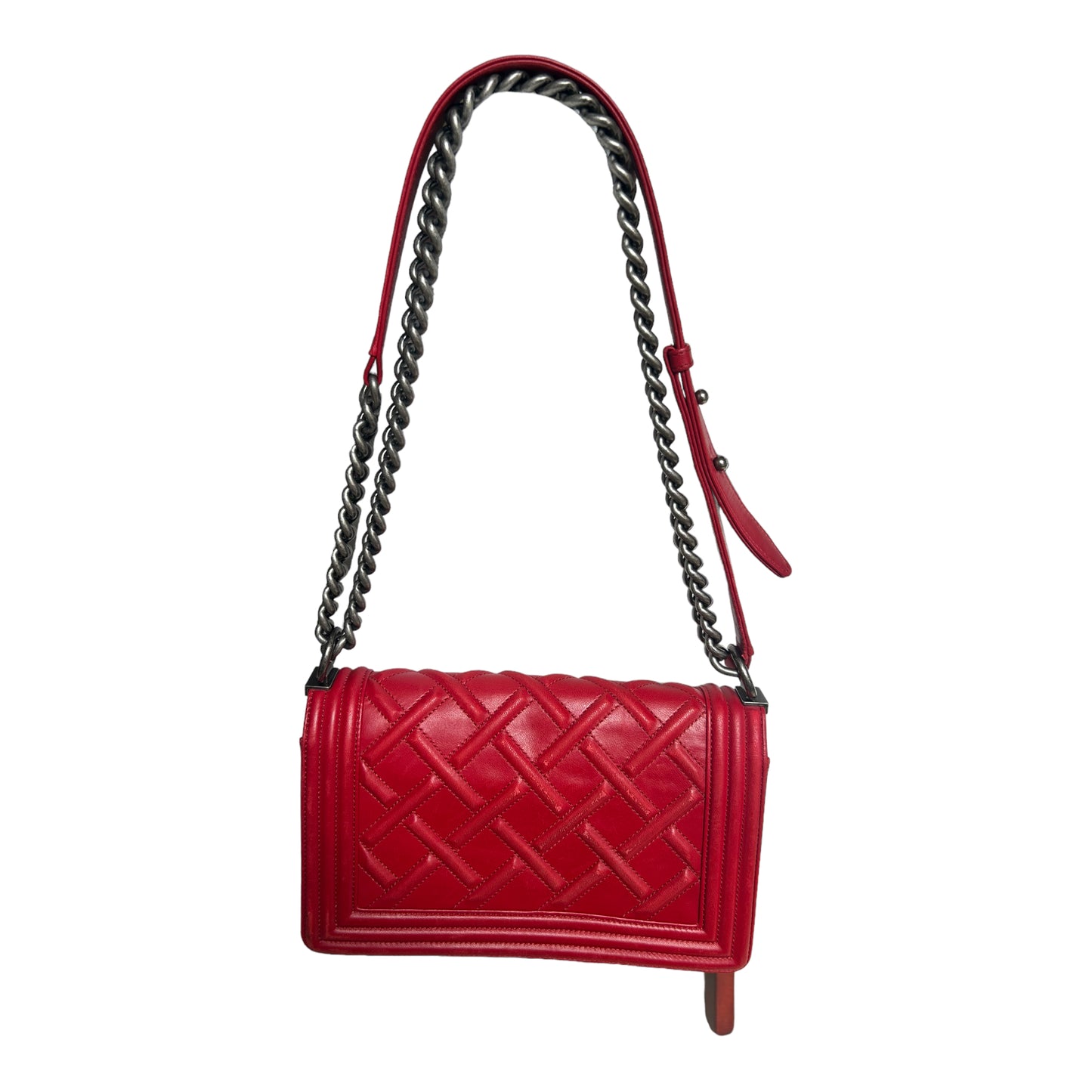 Chanel Red Leather Boy Bag