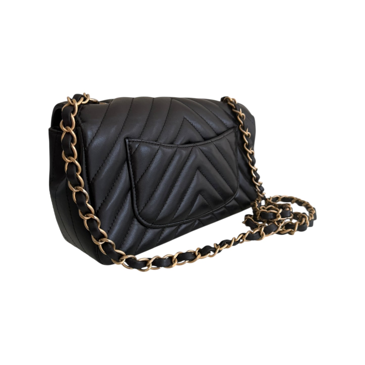 Chanel Chevron Single Flap Mini Leather Shoulder Bag