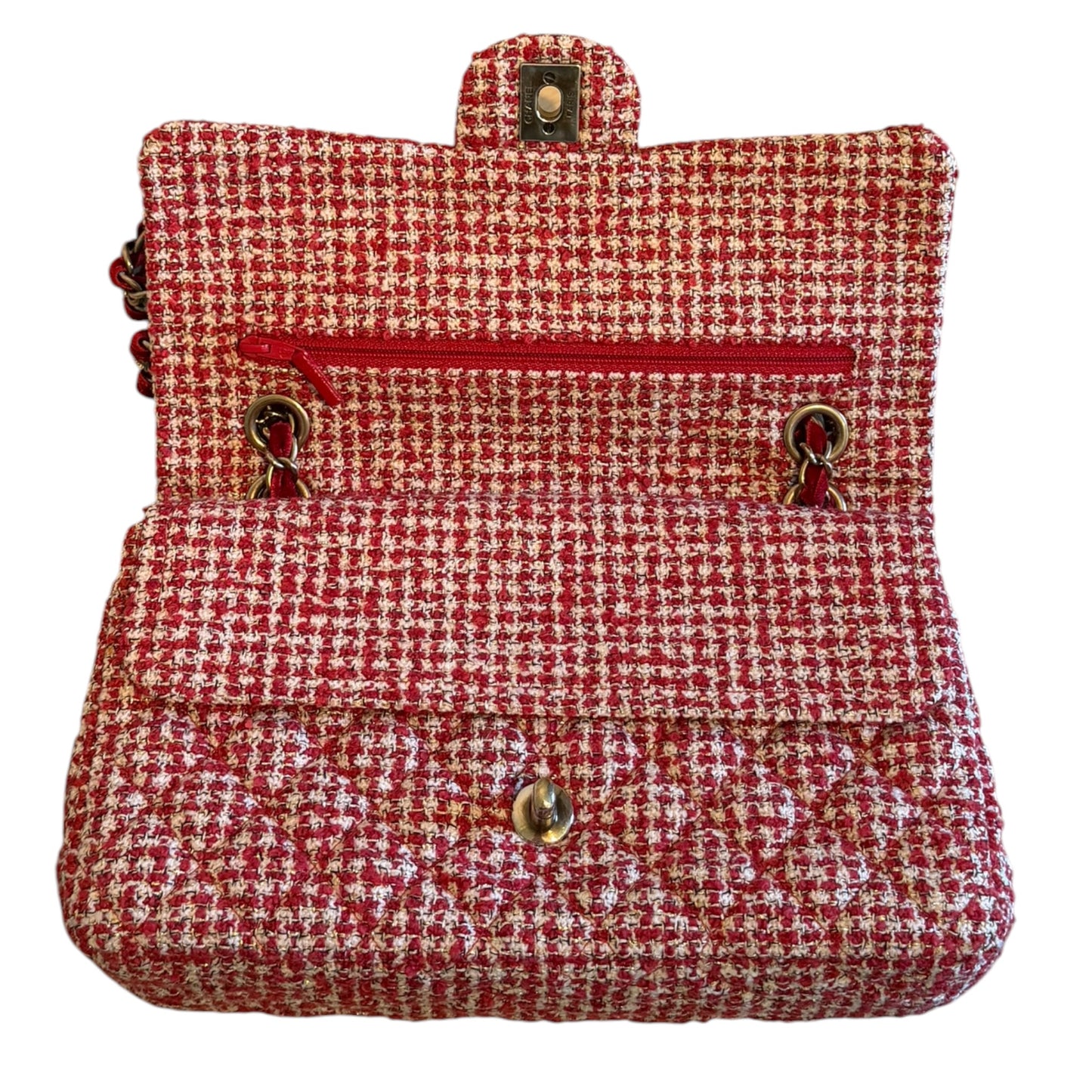 Chanel Timeless Classic Red Tweed Bag