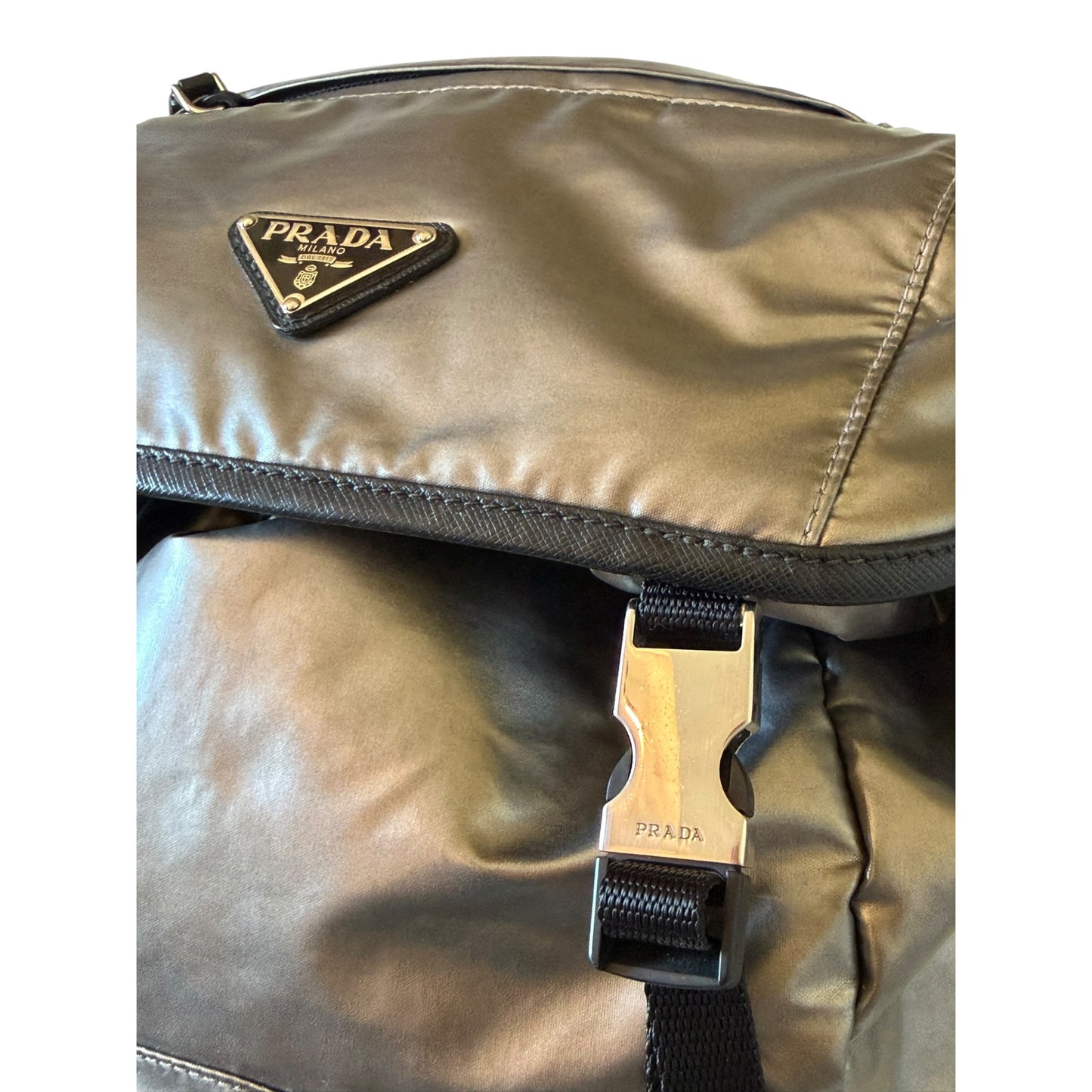 Prada Silver Tessuto Metal Backpack - 1BZ039