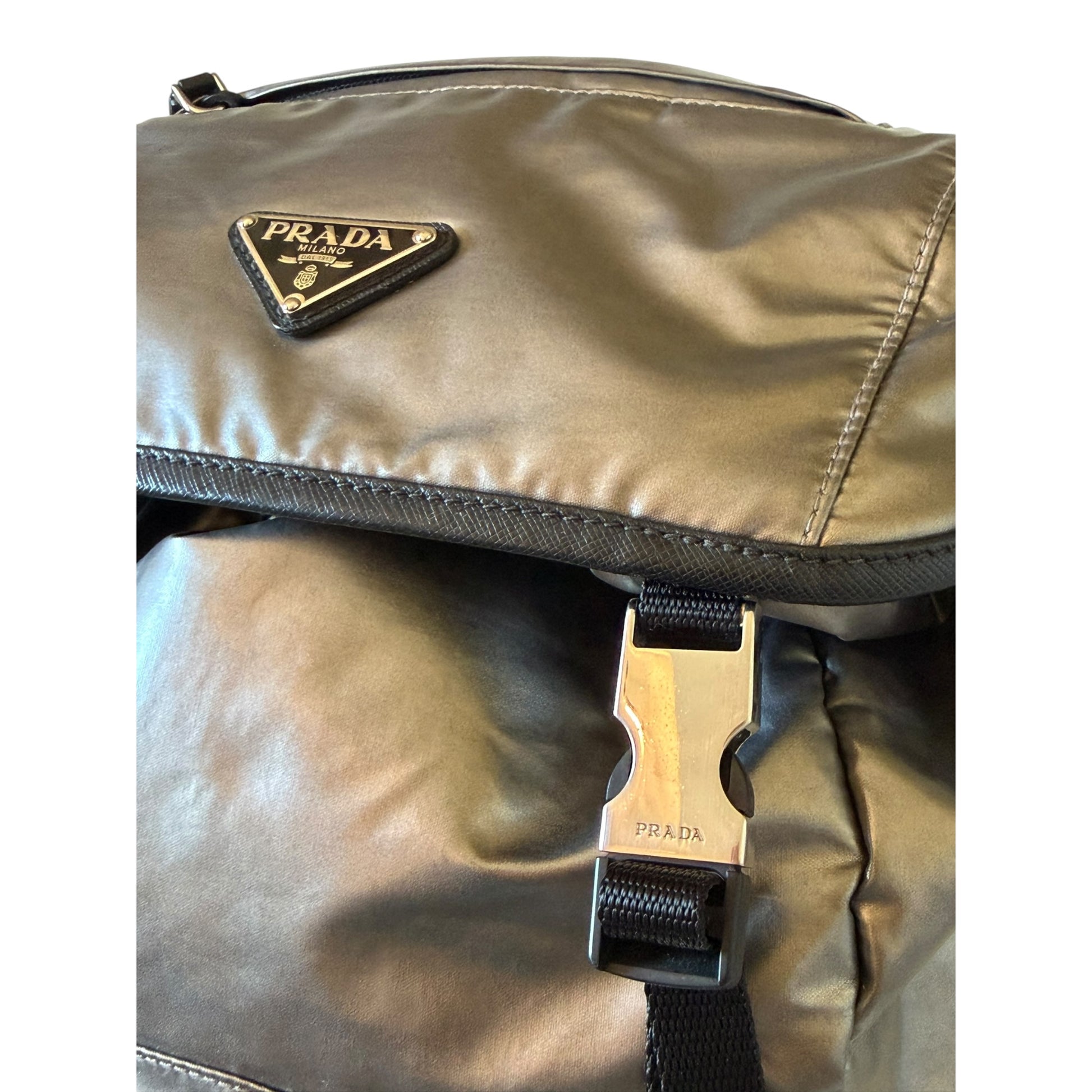 Prada Silver Tessuto Metal Backpack - 1BZ039