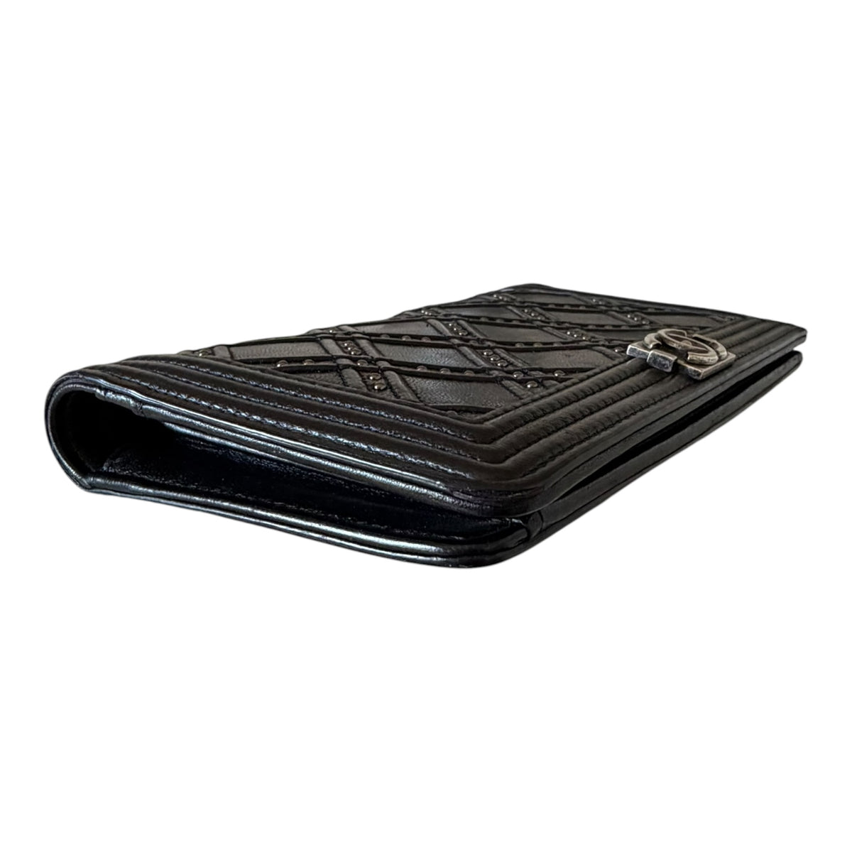 Chanel Black Paris Dallas Studded Clutch / Long Wallet