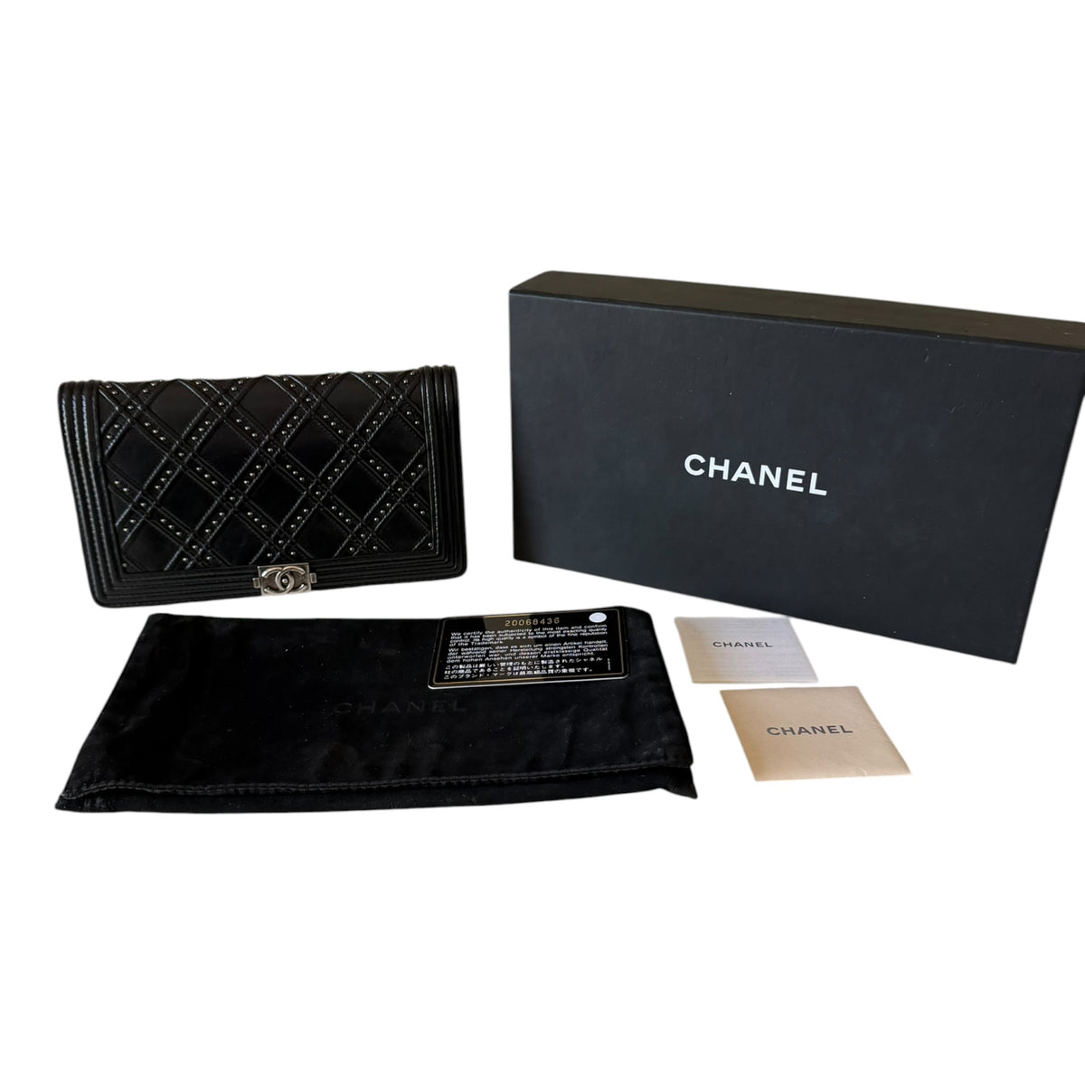 Chanel Black Paris Dallas Studded Clutch / Long Wallet