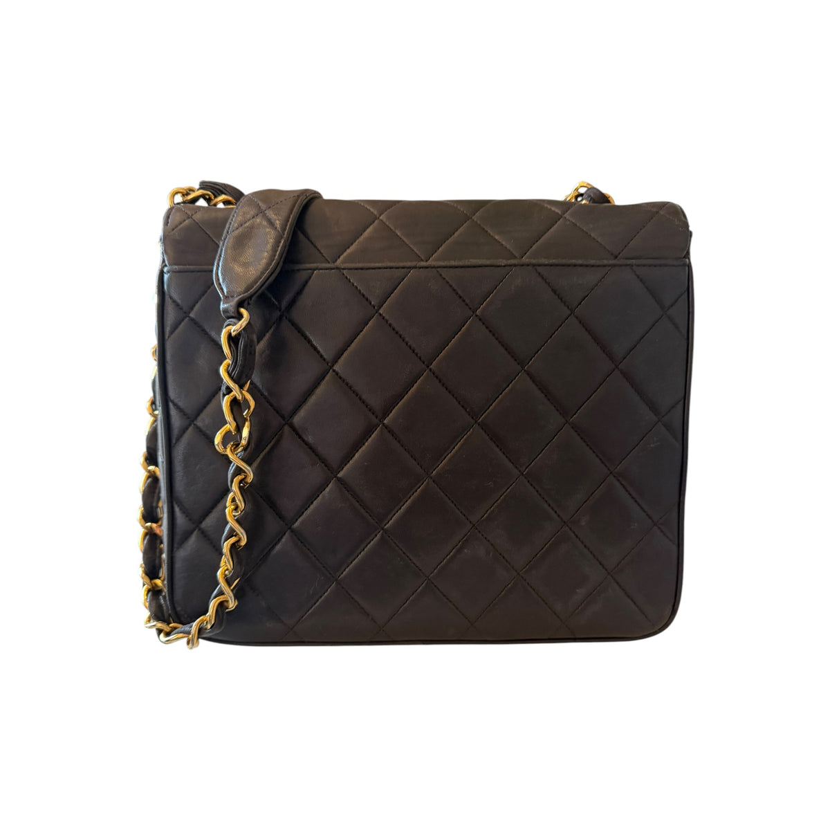 Chanel Vintage Black Quilted CC Square Flap