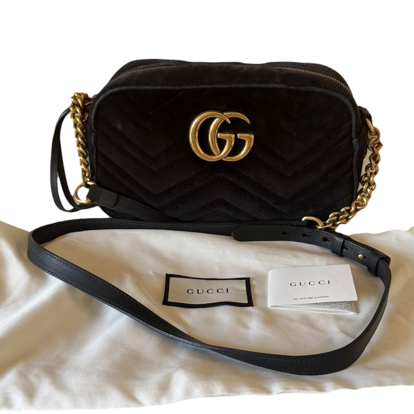 Gucci GG Marmont Matelasse Velvet Crossbody Bag - 447632