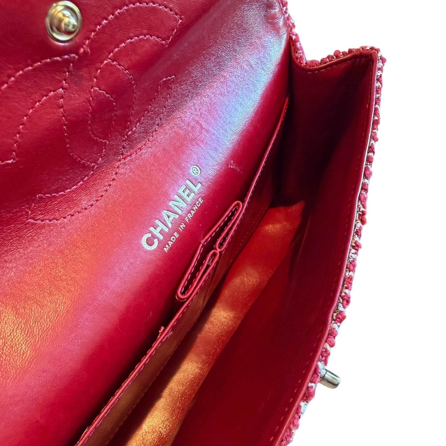 Chanel Timeless Classic Red Tweed Bag