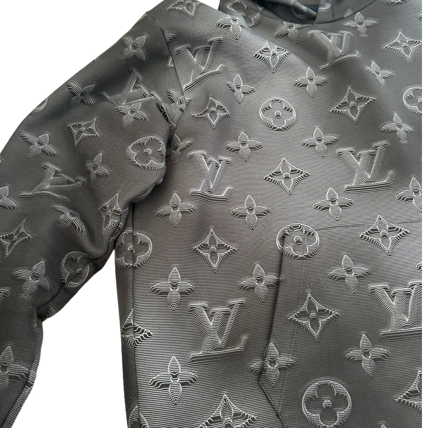 Louis Vuitton Grey 3D Monogram Cotton Knit Hoodie