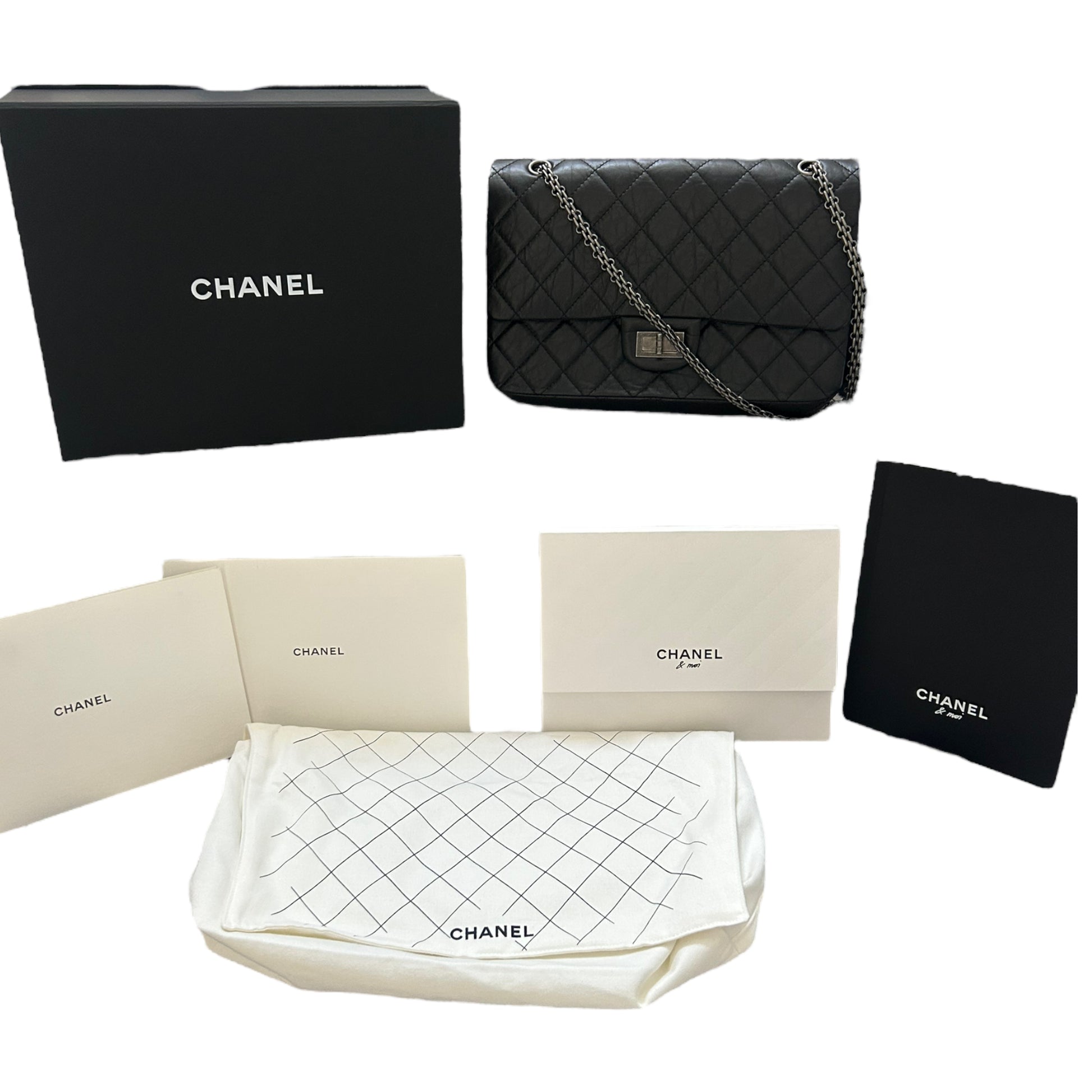 Chanel 2.55 Reissue 227 Black Maxi Flap Shoulder Bag