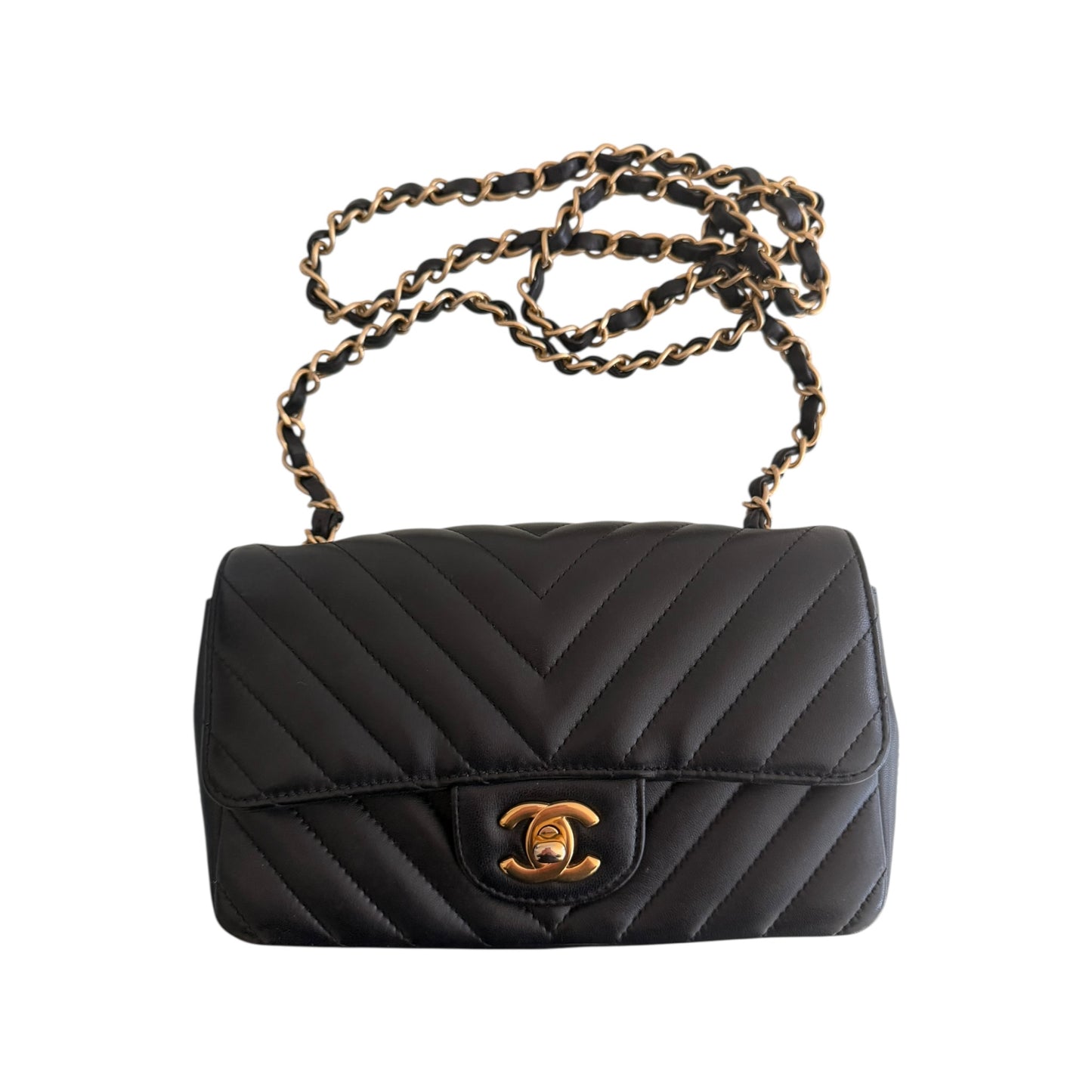 Chanel Chevron Single Flap Mini Leather Shoulder Bag