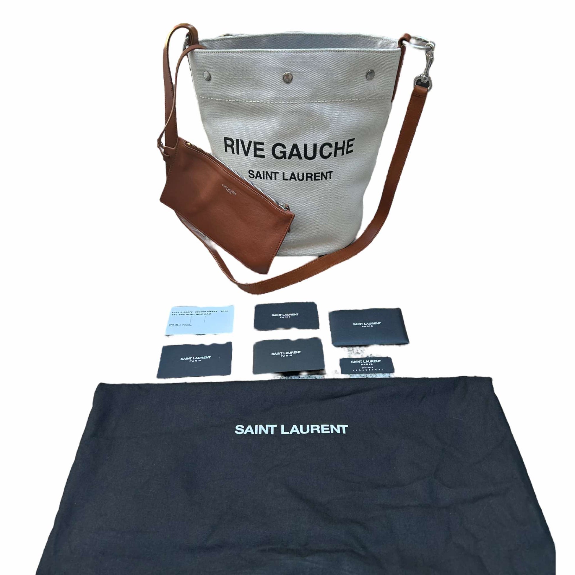 Saint Laurent Cream Rive Gauche Bucket Bag - 669299