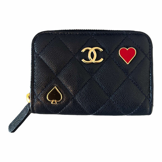 Chanel Heart & Spade Caviar Leather Zip Purse