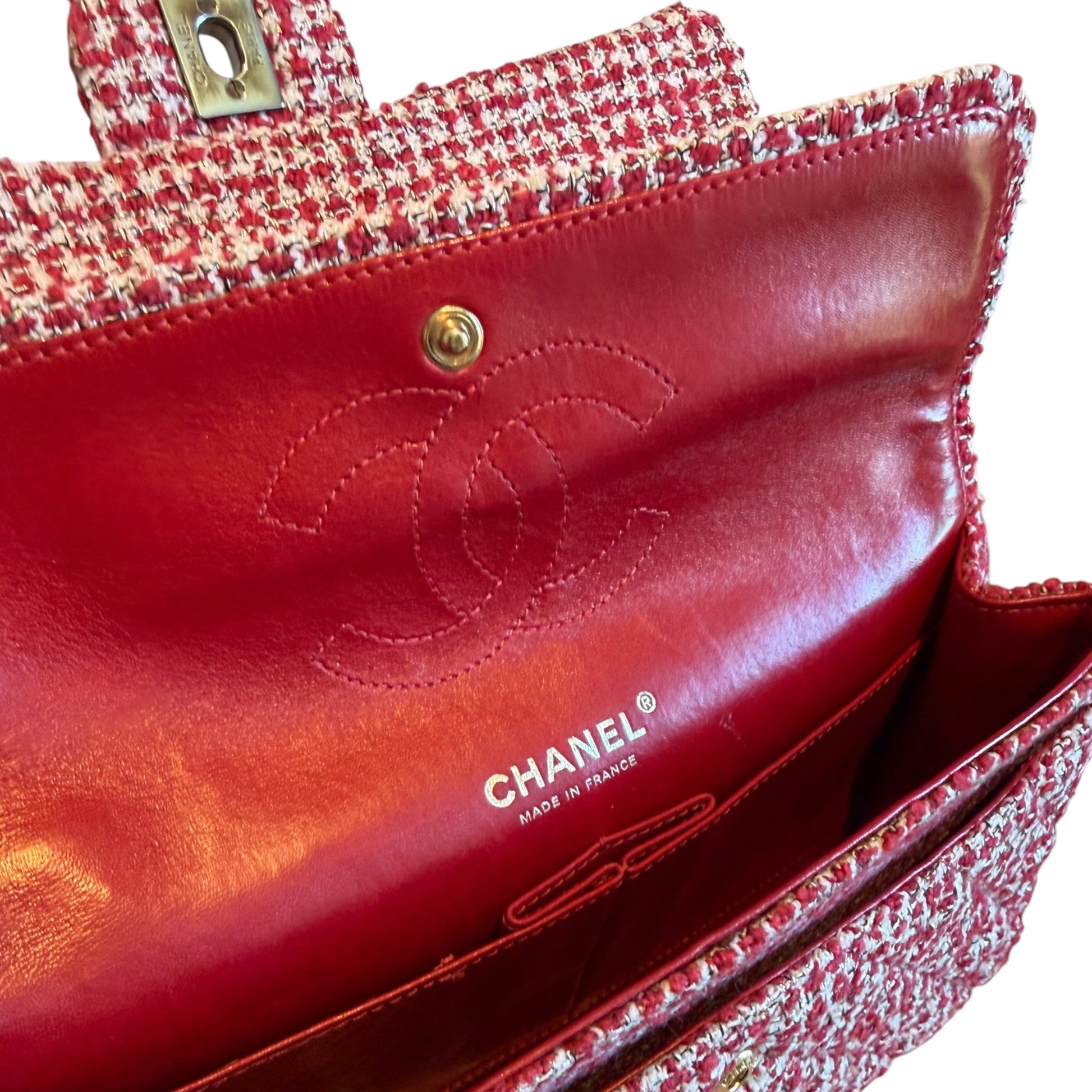 Chanel Timeless Classic Red Tweed Bag