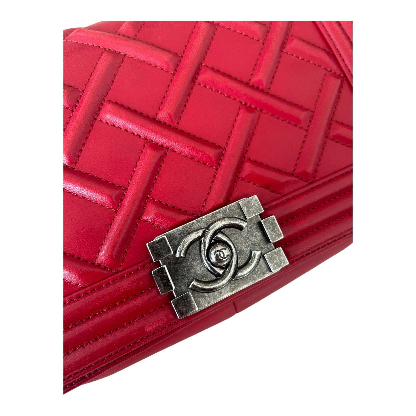 Chanel Red Leather Boy Bag