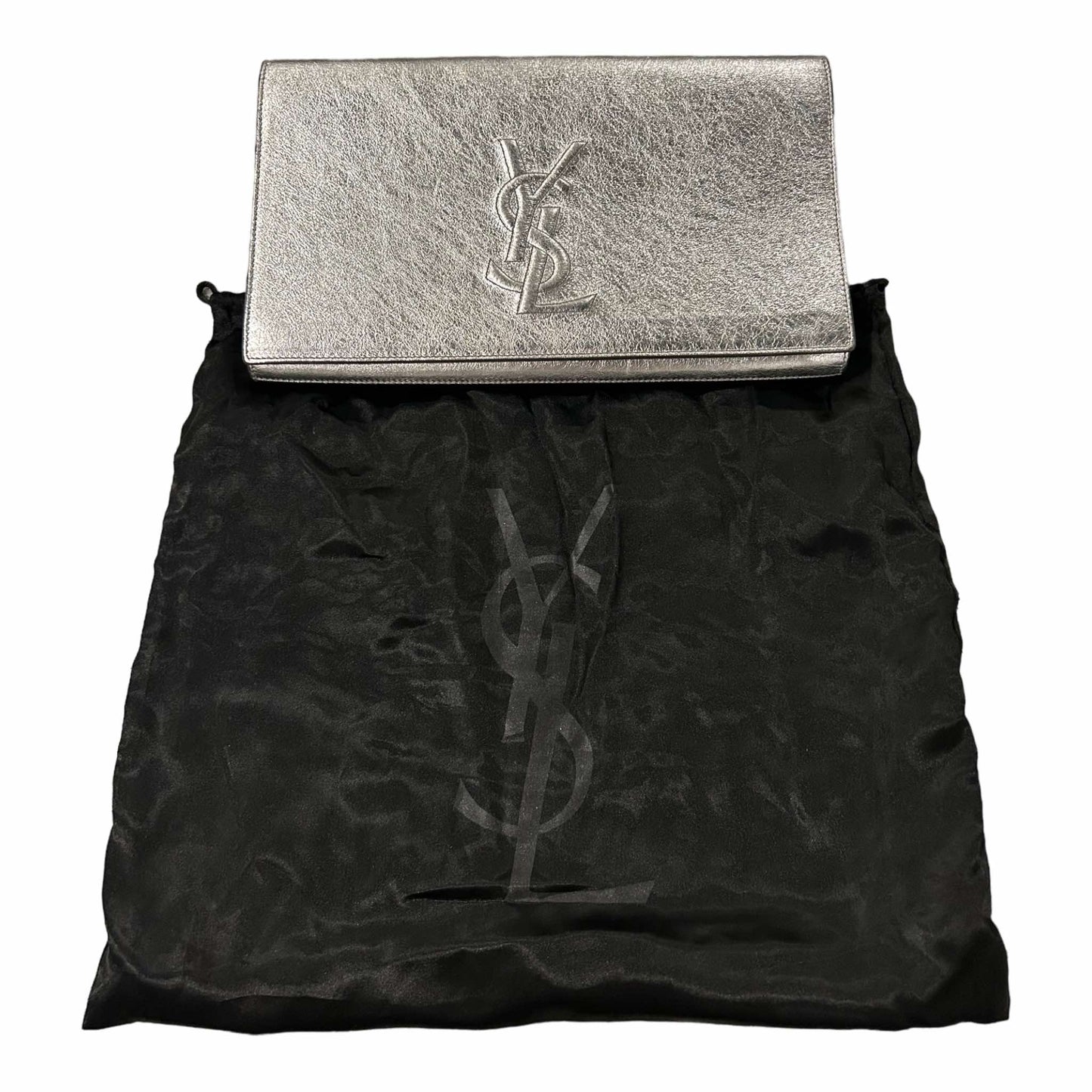 Saint Laurent Silver Belle Du Jour Clutch