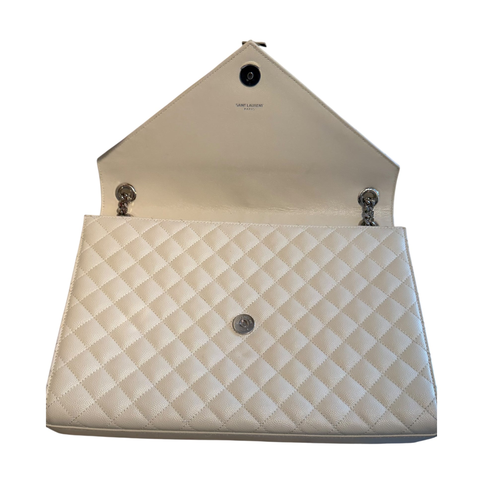 Saint Laurent White Large Envelope Flap Bag - 396910
