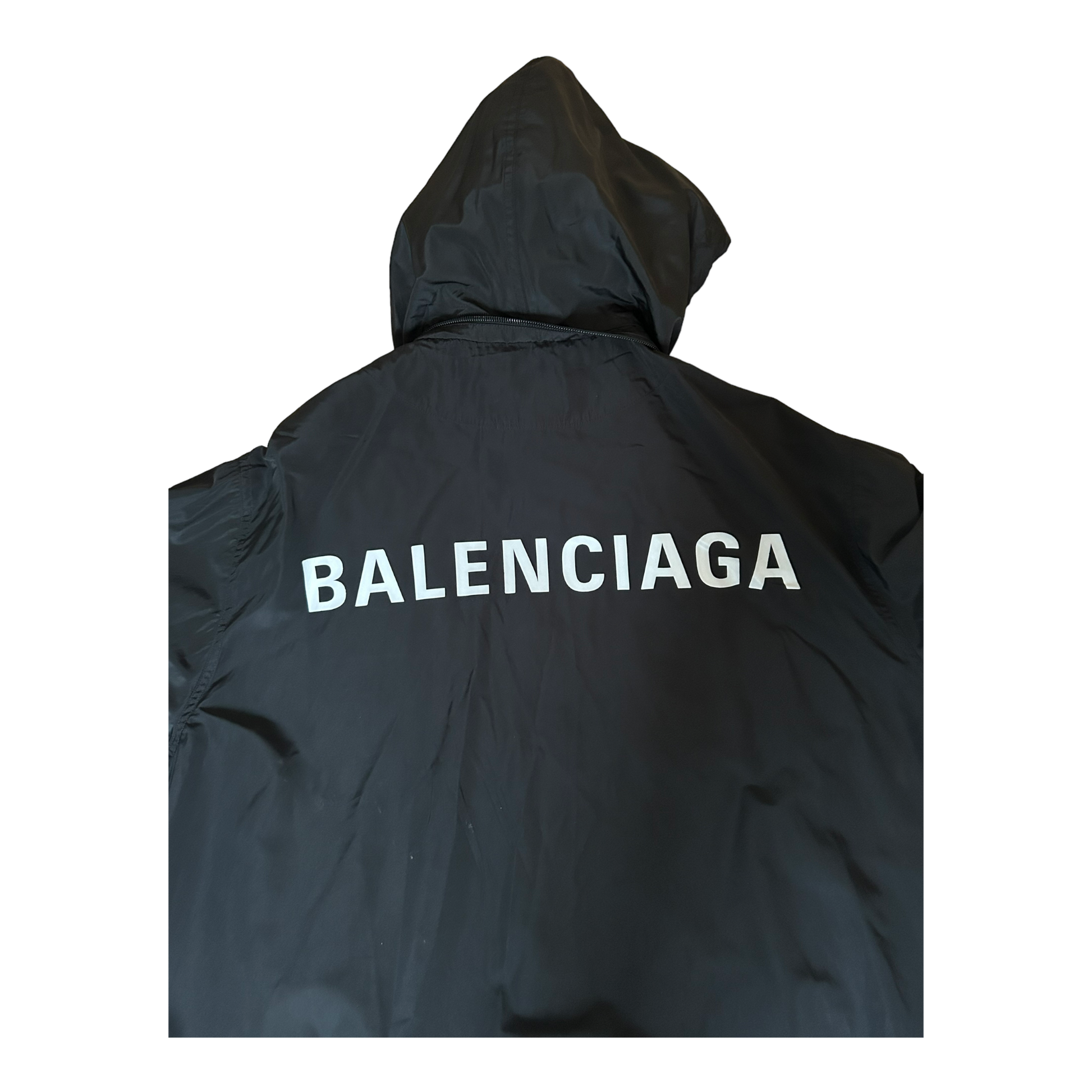 Pre Loved Balenciaga Black Grey Monogram Raincoat 48 Refined Luxury