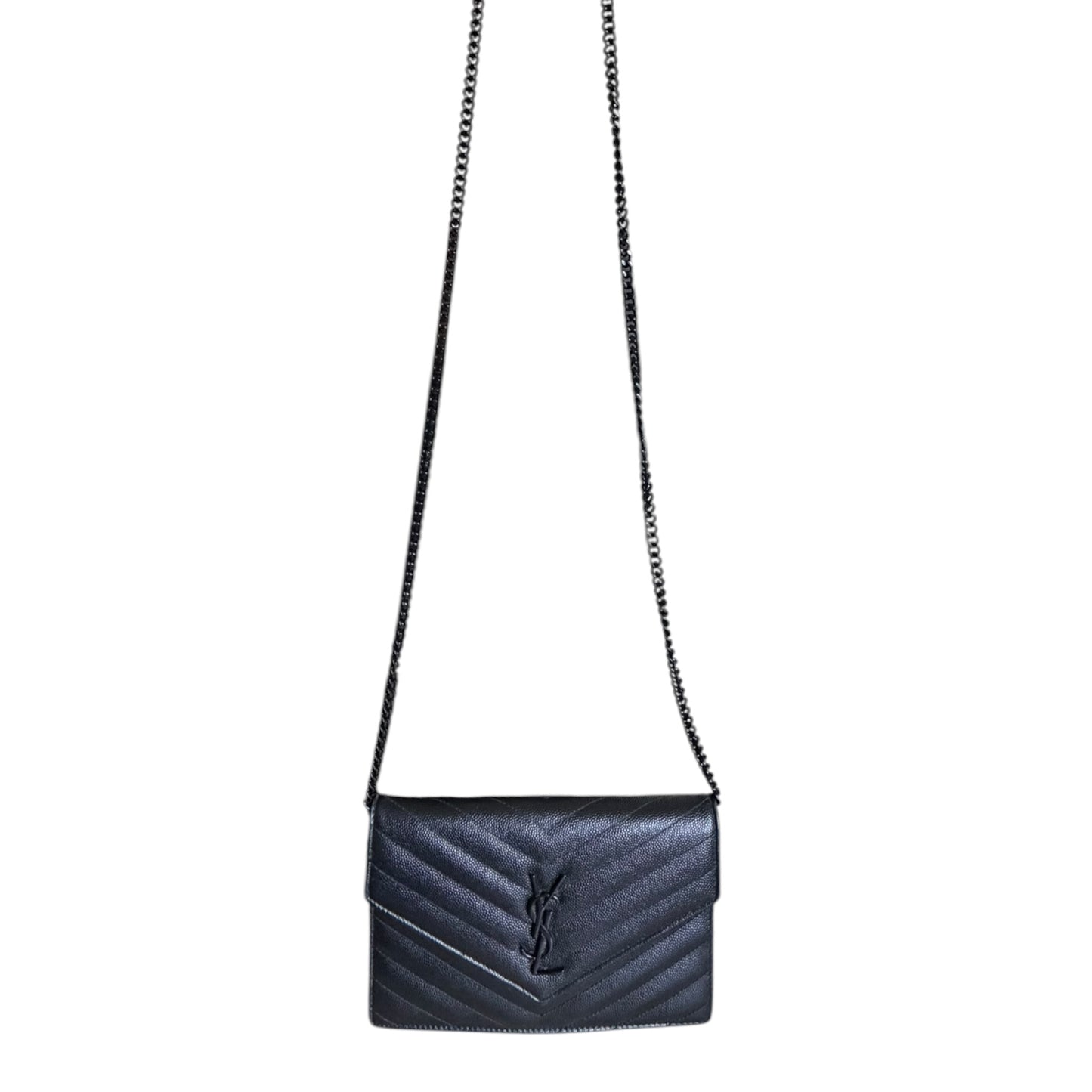 Saint Laurent Black Cassandre Envelope Chain Flap - 857605