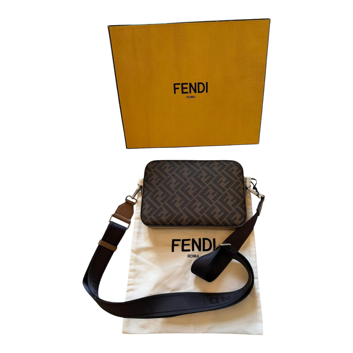 Fendi FF Brown Diagonal Bag