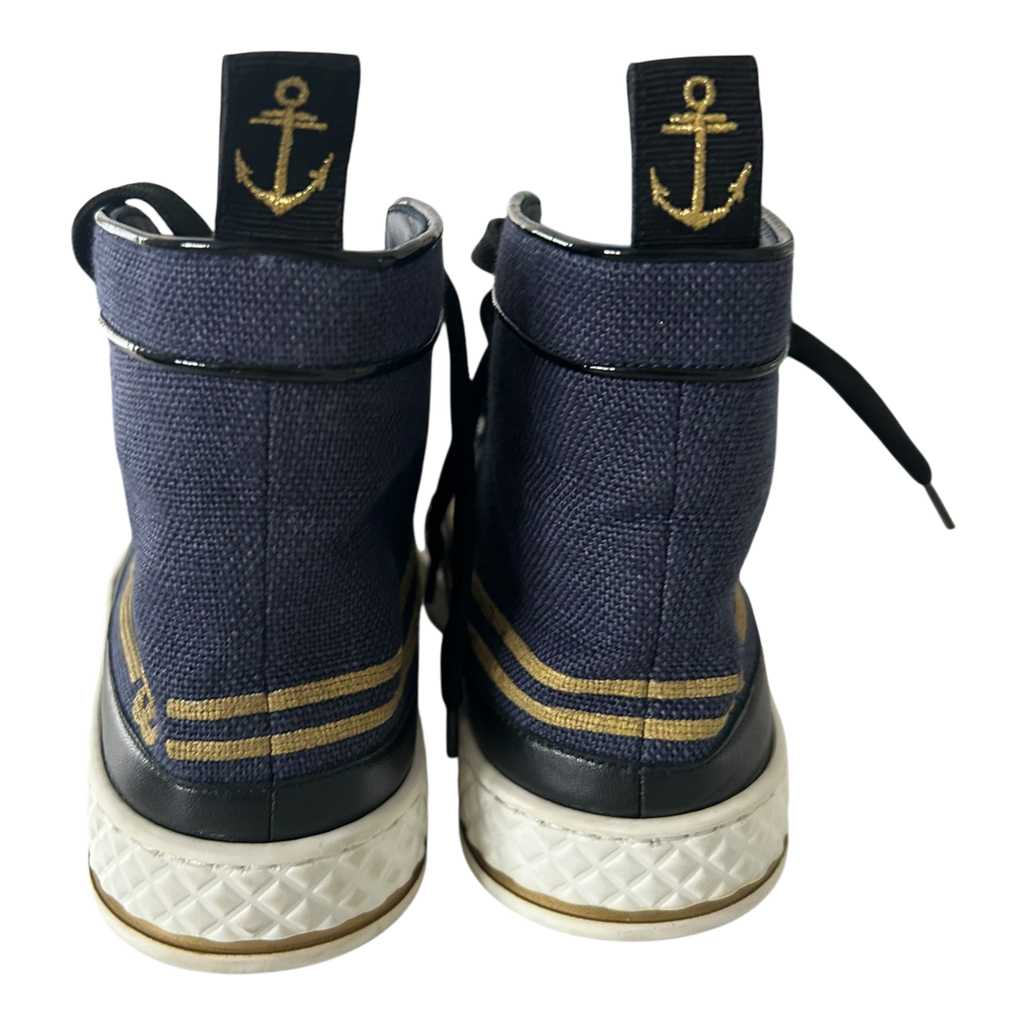 Chanel Blue Canvas High Top Sneakers - EU 39.5