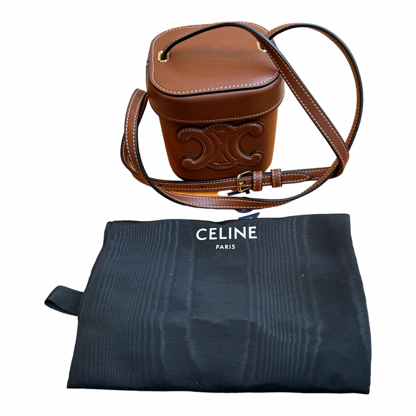 Celine Small Tan Cuir Box Shoulder Bag