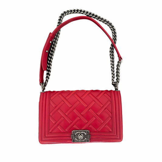 Chanel Red Leather Boy Bag