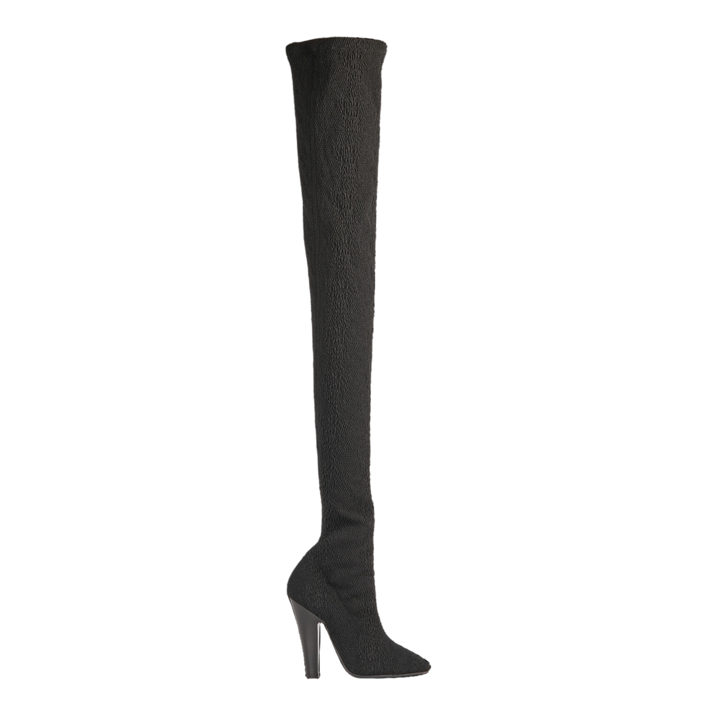 Saint Laurent Black Koller Cloque Fabric Over The Knee Boots 40EU / 7UK