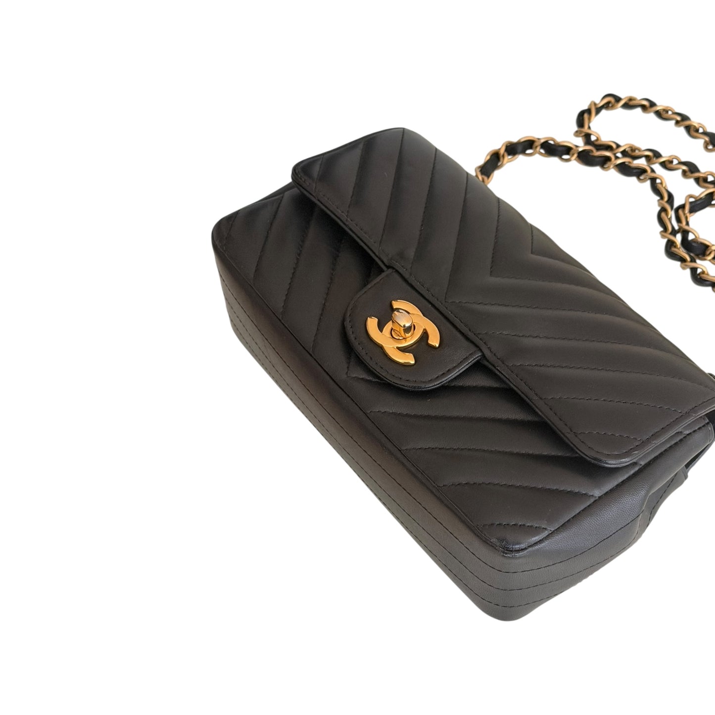 Chanel Chevron Single Flap Mini Leather Shoulder Bag