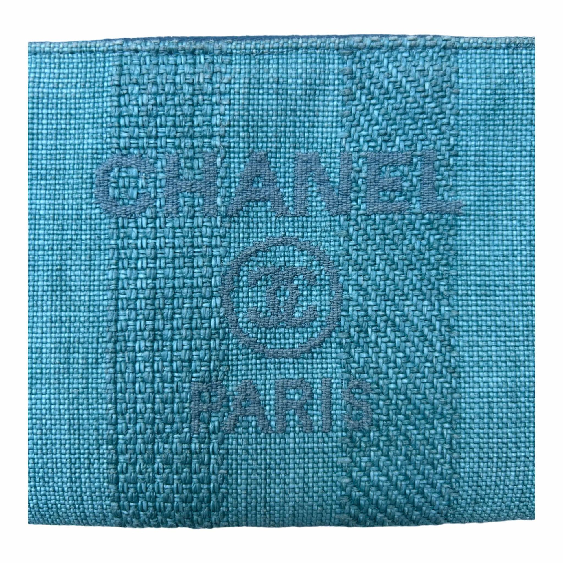 Chanel Blue Raffia Clutch