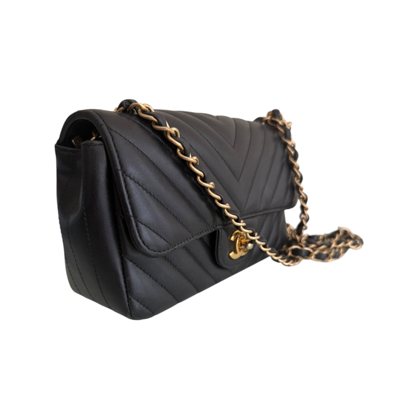 Chanel Chevron Single Flap Mini Leather Shoulder Bag